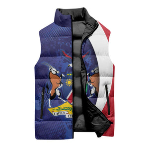 Custom Cricket African Namibia Sleeveless Puffer Jacket Coat of arms Namibian Pattern