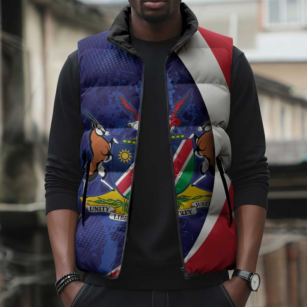 Custom Cricket African Namibia Sleeveless Puffer Jacket Coat of arms Namibian Pattern