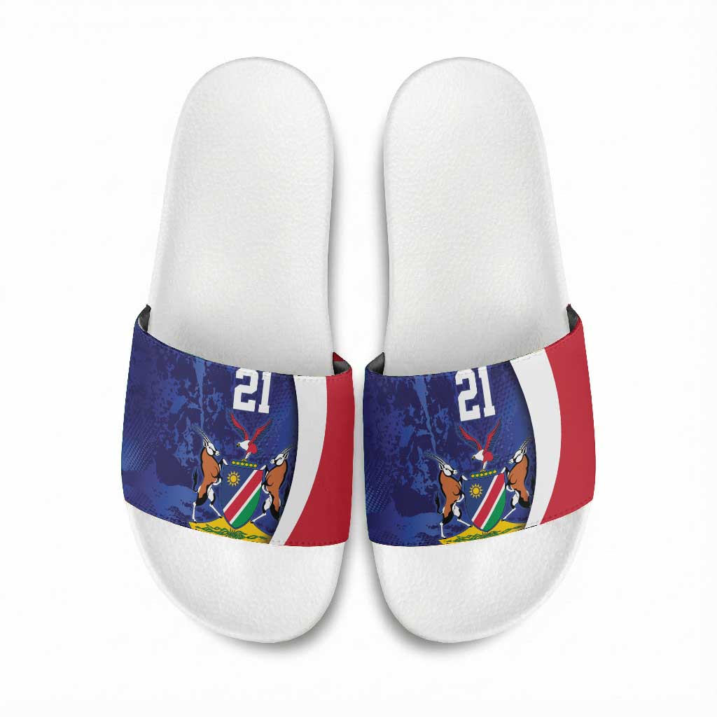 Custom Cricket African Namibia Slide Sandals Coat of arms Namibian Pattern