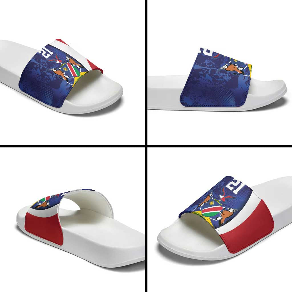 Custom Cricket African Namibia Slide Sandals Coat of arms Namibian Pattern