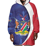Custom Cricket African Namibia Wearable Blanket Hoodie Coat of arms Namibian Pattern - African Pride