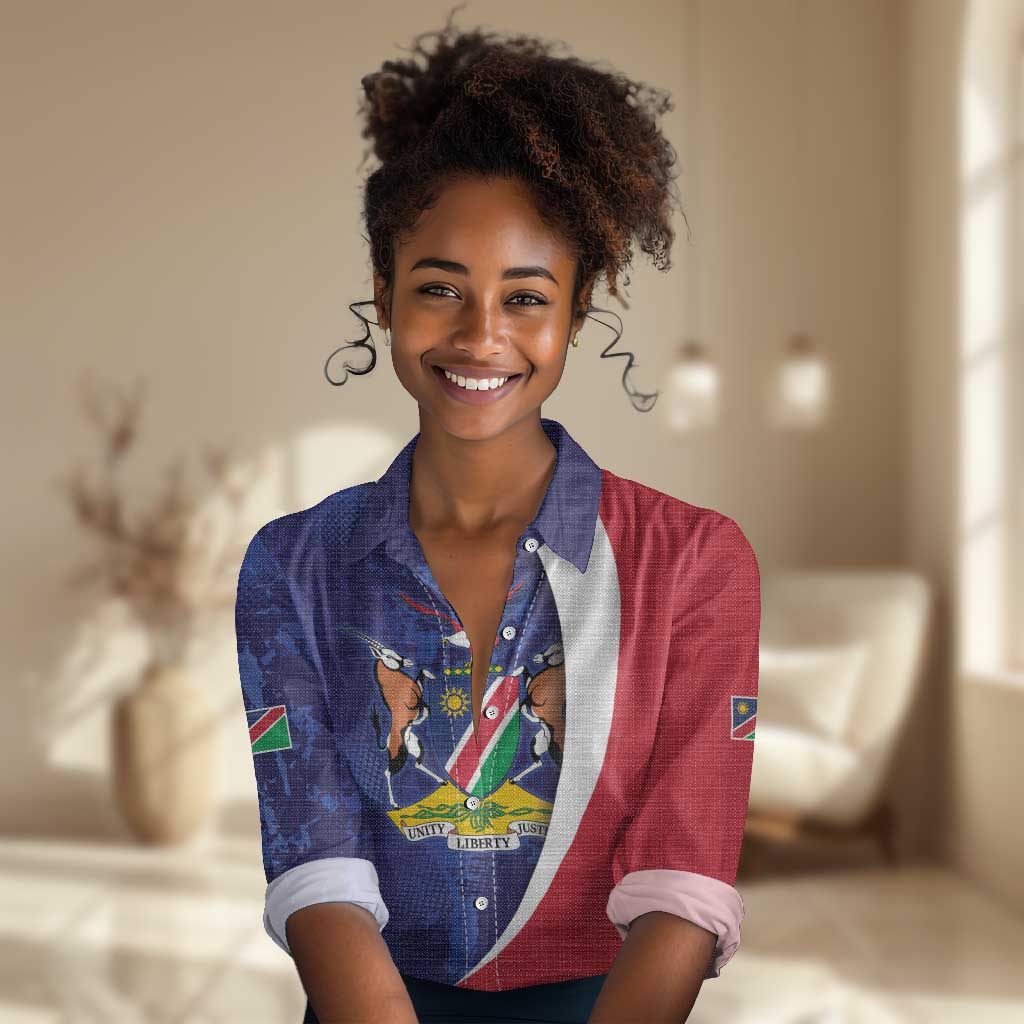 Custom Cricket African Namibia Women Casual Shirt Coat of arms Namibian Pattern - African Pride