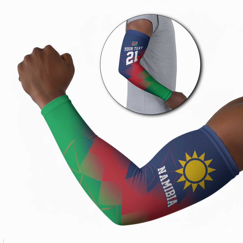Custom Cricket African Namibia Arm Sleeves Namibian Gold Sun Flag Motif
