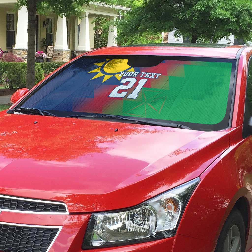 Custom Cricket African Namibia Auto Sun Shade Namibian Gold Sun Flag Motif