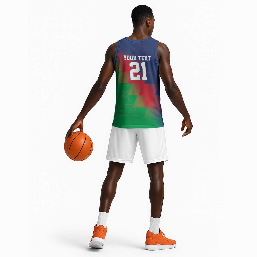 Custom Cricket African Namibia Basketball Jersey Namibian Gold Sun Flag Motif LT9