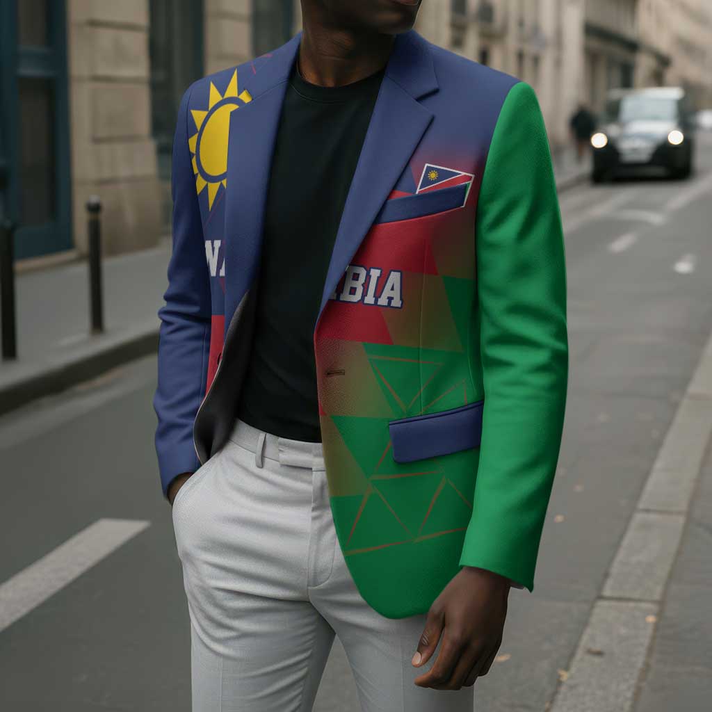 Custom Cricket African Namibia Blazer Namibian Gold Sun Flag Motif