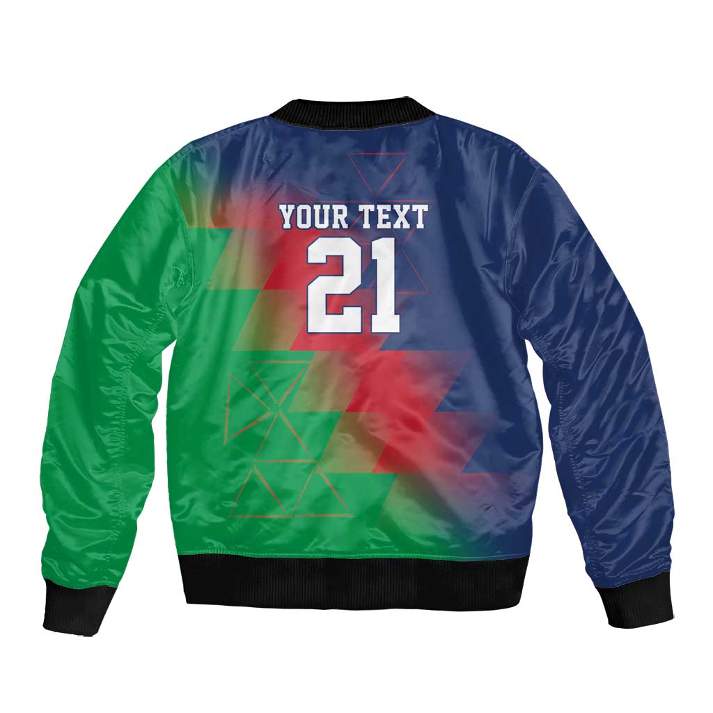 Custom Cricket African Namibia Bomber Jacket Namibian Gold Sun Flag Motif - African Pride