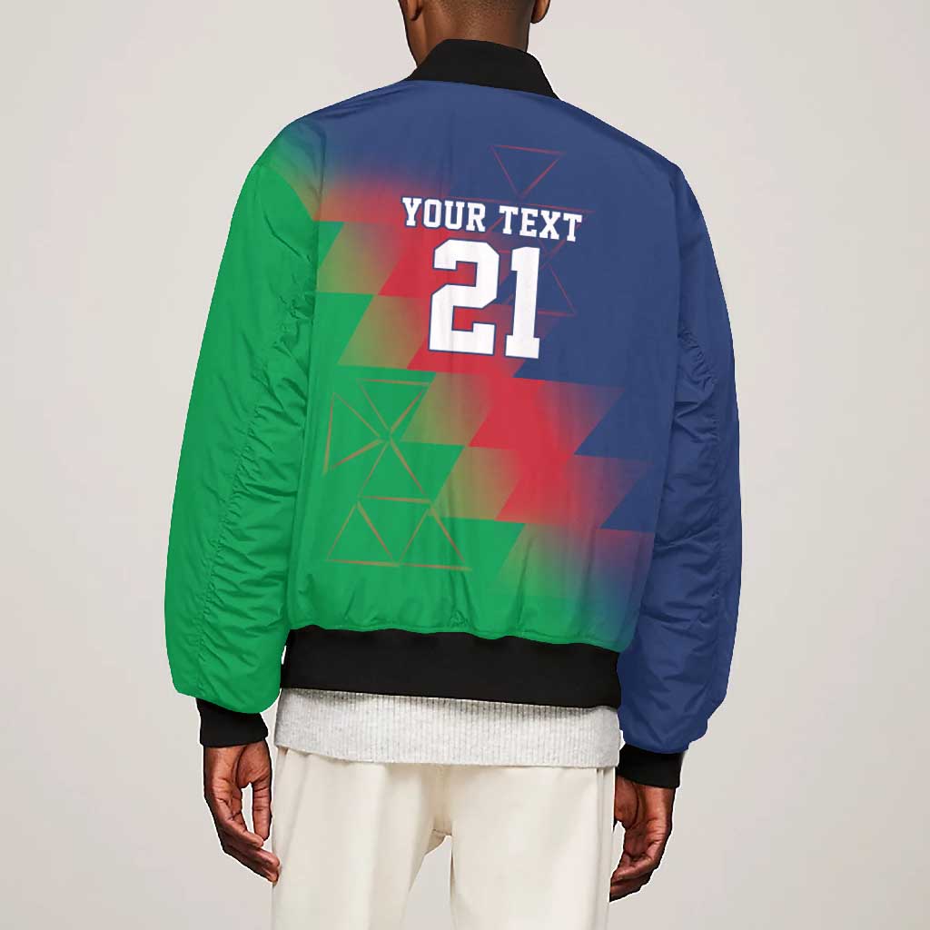 Custom Cricket African Namibia Bomber Jacket Namibian Gold Sun Flag Motif - African Pride