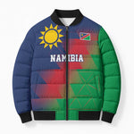Custom Cricket African Namibia Bomber Puffer Jacket Namibian Gold Sun Flag Motif