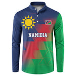 Custom Cricket African Namibia Button Sweatshirt Namibian Gold Sun Flag Motif