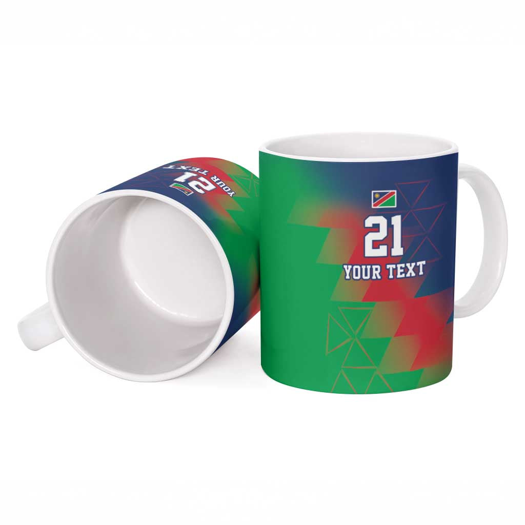 Custom Cricket African Namibia Ceramic Mug Namibian Gold Sun Flag Motif
