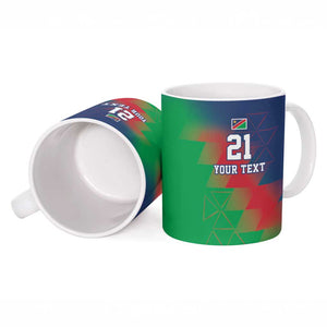 Custom Cricket African Namibia Ceramic Mug Namibian Gold Sun Flag Motif