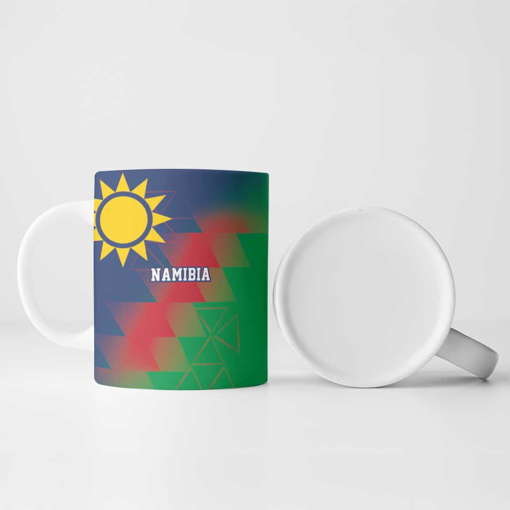 Custom Cricket African Namibia Ceramic Mug Namibian Gold Sun Flag Motif