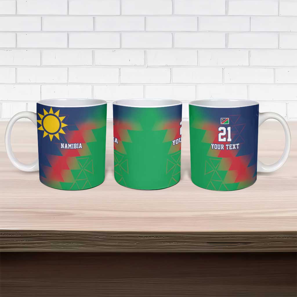 Custom Cricket African Namibia Ceramic Mug Namibian Gold Sun Flag Motif