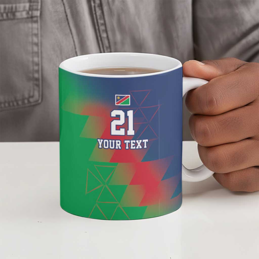 Custom Cricket African Namibia Ceramic Mug Namibian Gold Sun Flag Motif