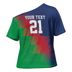 Custom Cricket African Namibia Cross Shoulder Shirt Namibian Gold Sun Flag Motif