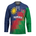 Custom Cricket African Namibia Hockey Jersey Namibian Gold Sun Flag Motif