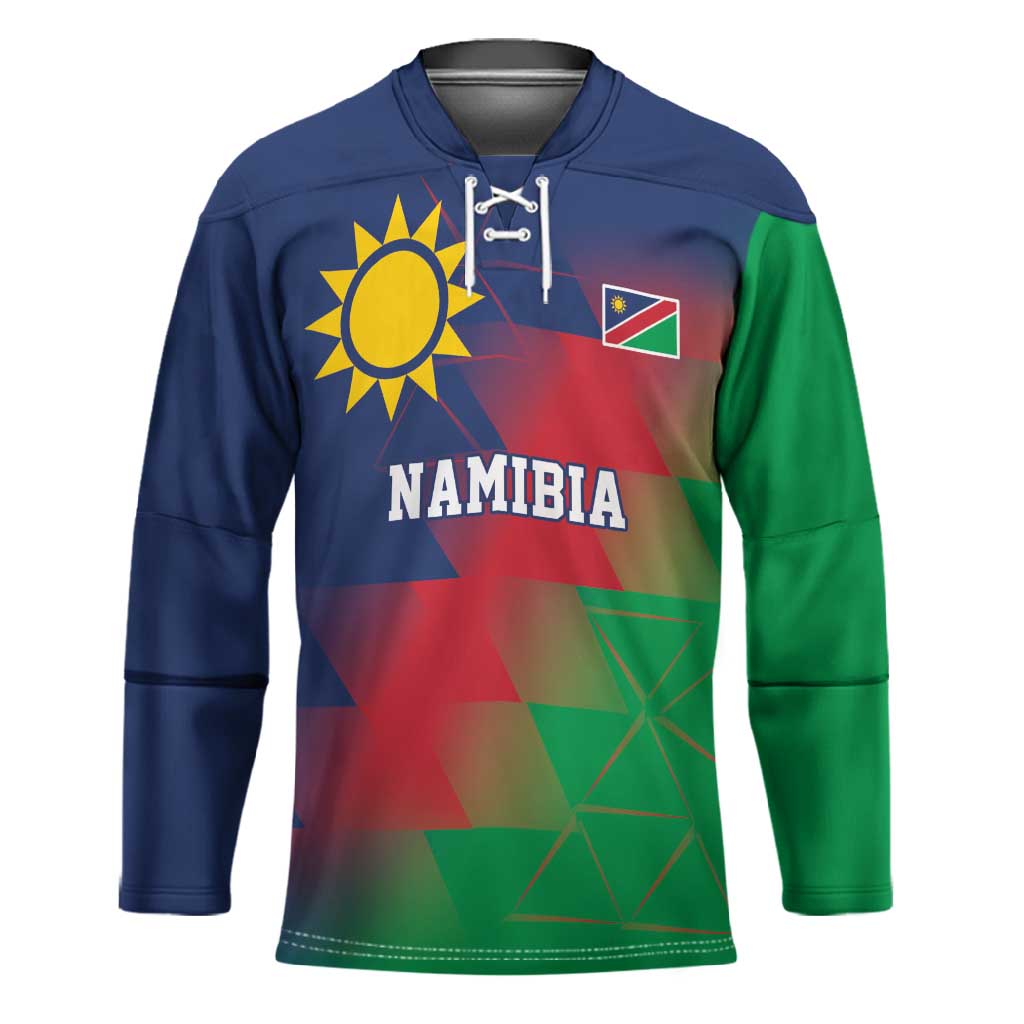 Custom Cricket African Namibia Hockey Jersey Namibian Gold Sun Flag Motif