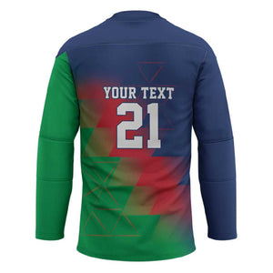 Custom Cricket African Namibia Hockey Jersey Namibian Gold Sun Flag Motif