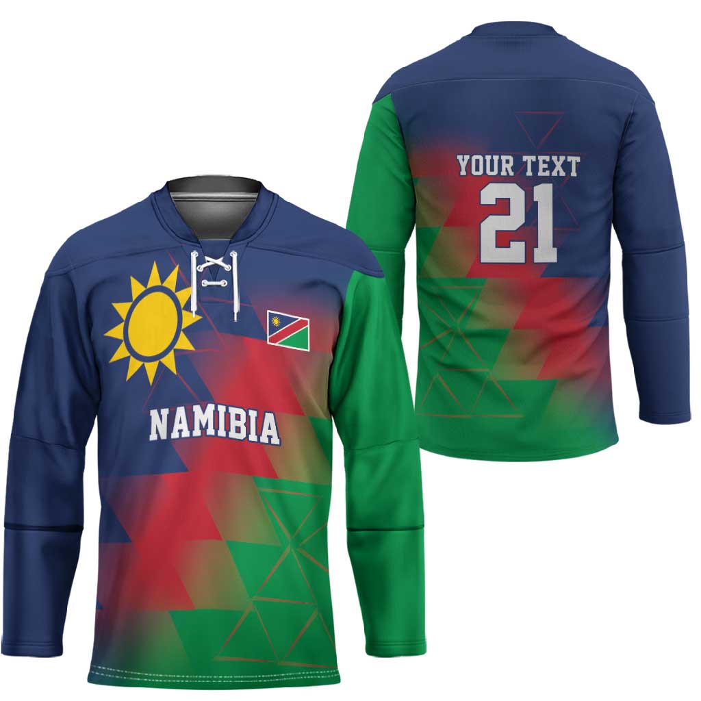 Custom Cricket African Namibia Hockey Jersey Namibian Gold Sun Flag Motif