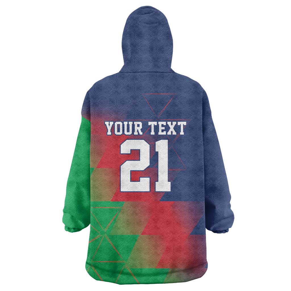 Custom Cricket African Namibia Kid Wearable Blanket Hoodie Namibian Gold Sun Flag Motif - African Pride