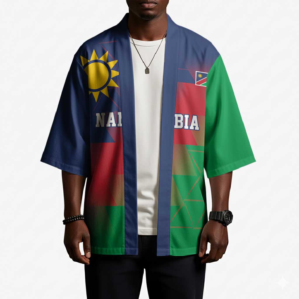 Custom Cricket African Namibia Kimono Namibian Gold Sun Flag Motif