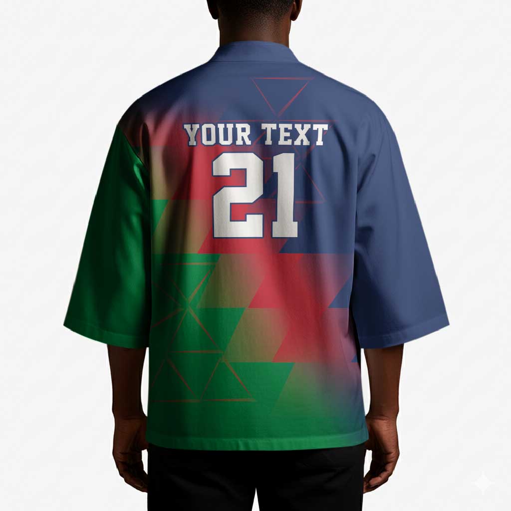 Custom Cricket African Namibia Kimono Namibian Gold Sun Flag Motif