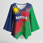 Custom Cricket African Namibia Kimono Sleeve Blouse Namibian Gold Sun Flag Motif