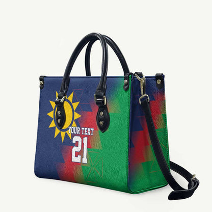 Custom Cricket African Namibia Leather Bag Namibian Gold Sun Flag Motif