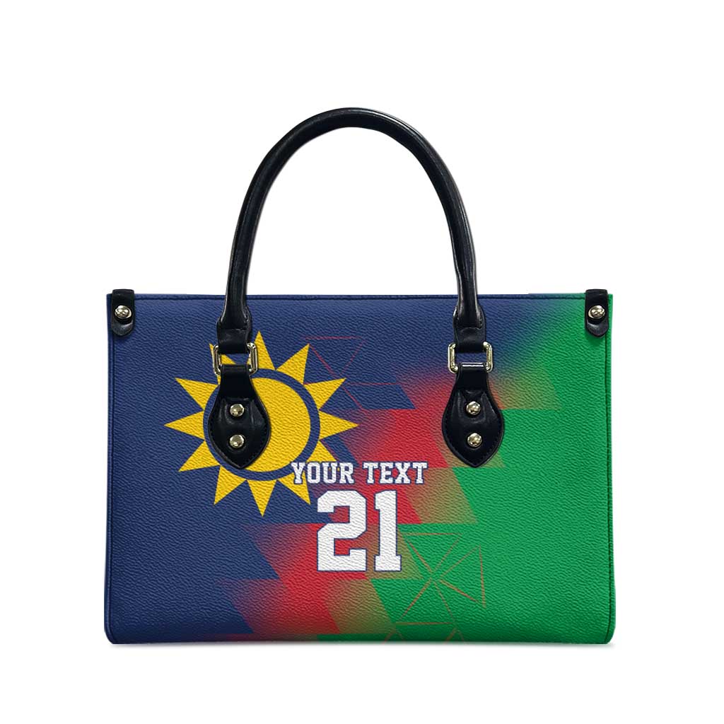 Custom Cricket African Namibia Leather Bag Namibian Gold Sun Flag Motif