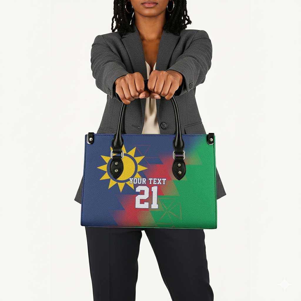 Custom Cricket African Namibia Leather Bag Namibian Gold Sun Flag Motif