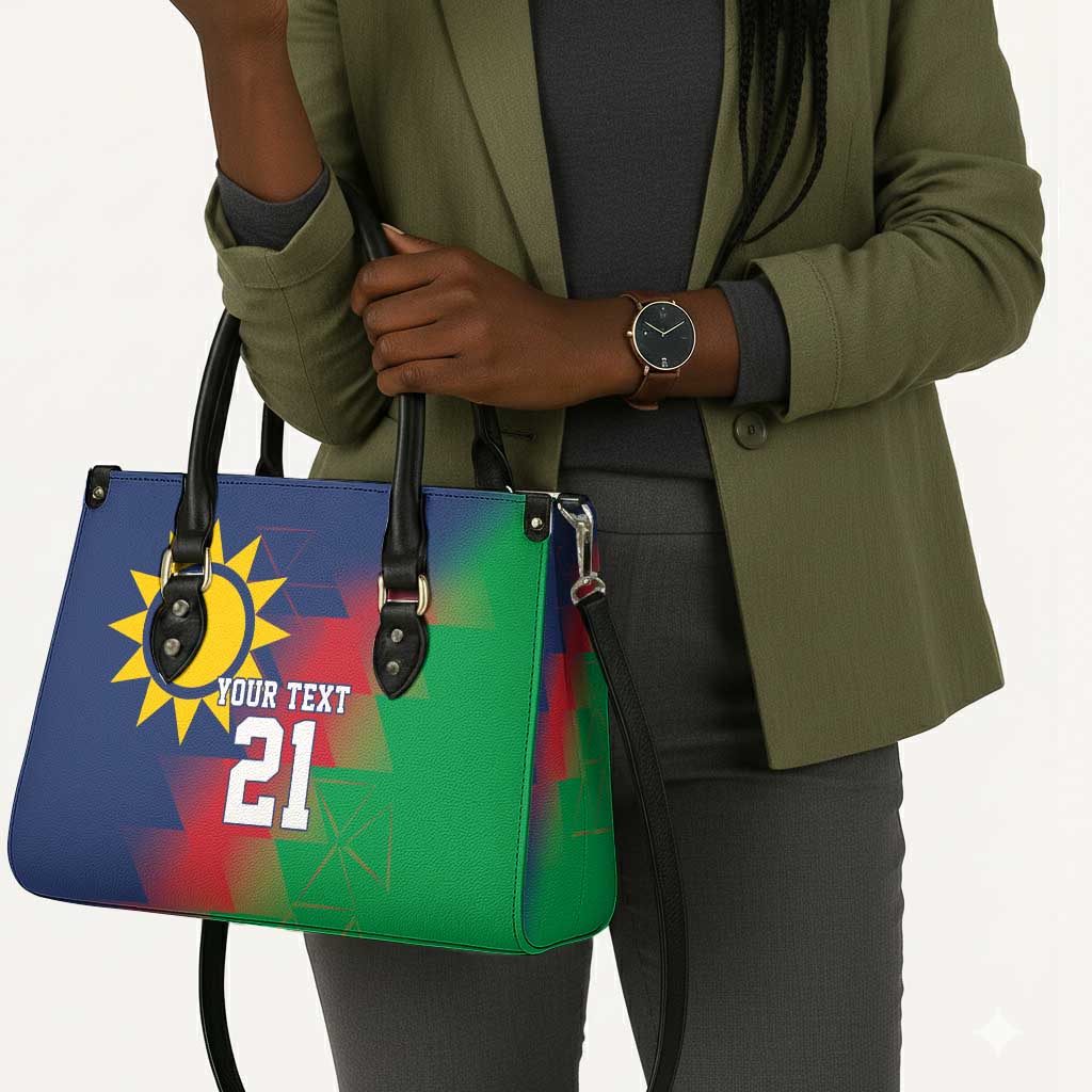 Custom Cricket African Namibia Leather Bag Namibian Gold Sun Flag Motif