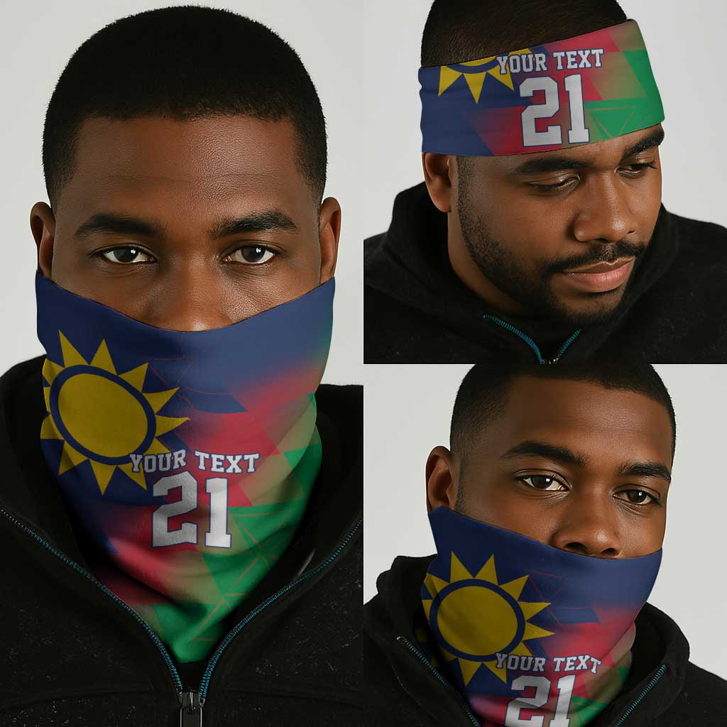 Custom Cricket African Namibia Neck Gaiter Namibian Gold Sun Flag Motif LT9