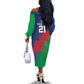 Custom Cricket African Namibia Off The Shoulder Long Sleeve Dress Namibian Gold Sun Flag Motif - African Pride