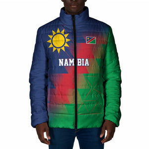 Custom Cricket African Namibia Padded Jacket Namibian Gold Sun Flag Motif