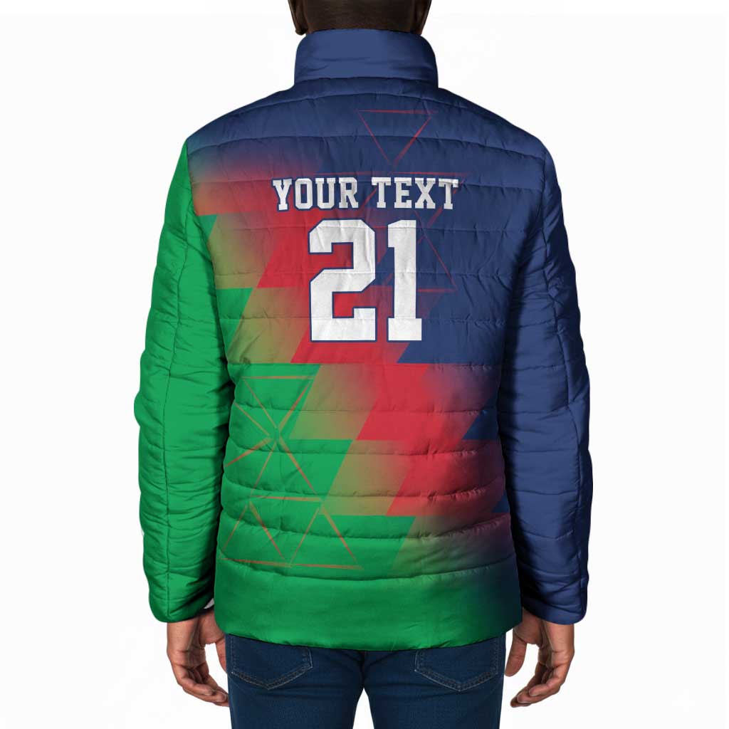 Custom Cricket African Namibia Padded Jacket Namibian Gold Sun Flag Motif