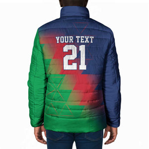 Custom Cricket African Namibia Padded Jacket Namibian Gold Sun Flag Motif