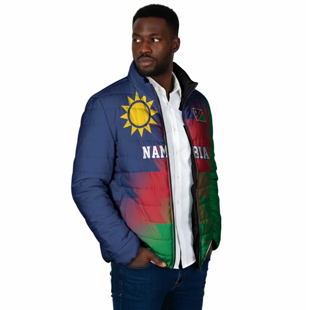 Custom Cricket African Namibia Padded Jacket Namibian Gold Sun Flag Motif