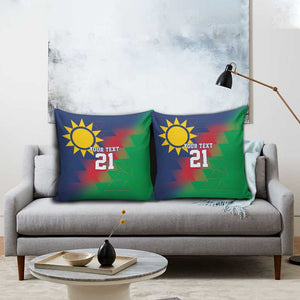Custom Cricket African Namibia Pillow Cover Namibian Gold Sun Flag Motif