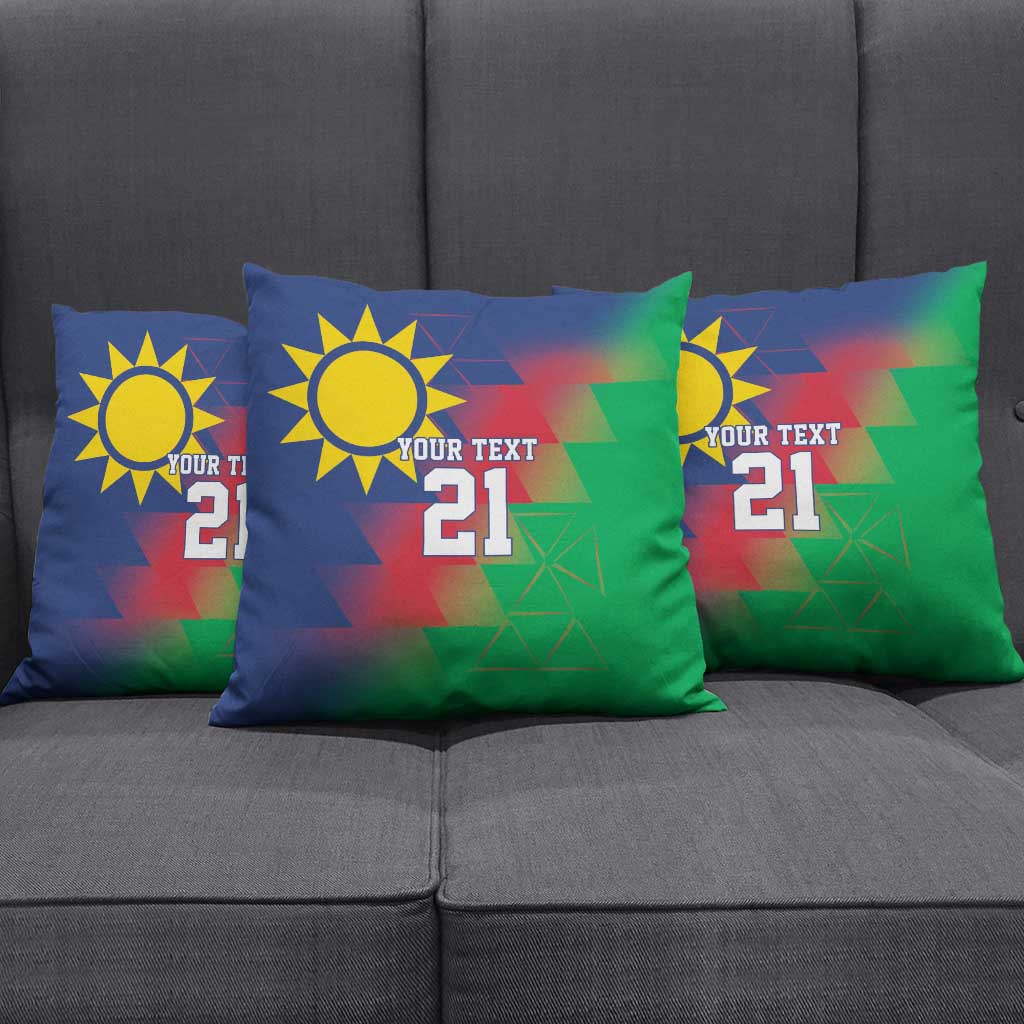 Custom Cricket African Namibia Pillow Cover Namibian Gold Sun Flag Motif