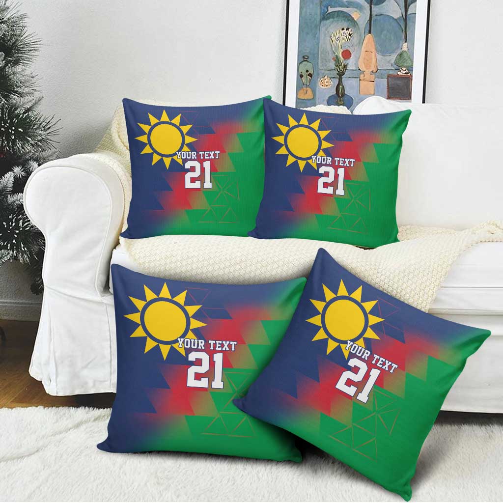 Custom Cricket African Namibia Pillow Cover Namibian Gold Sun Flag Motif
