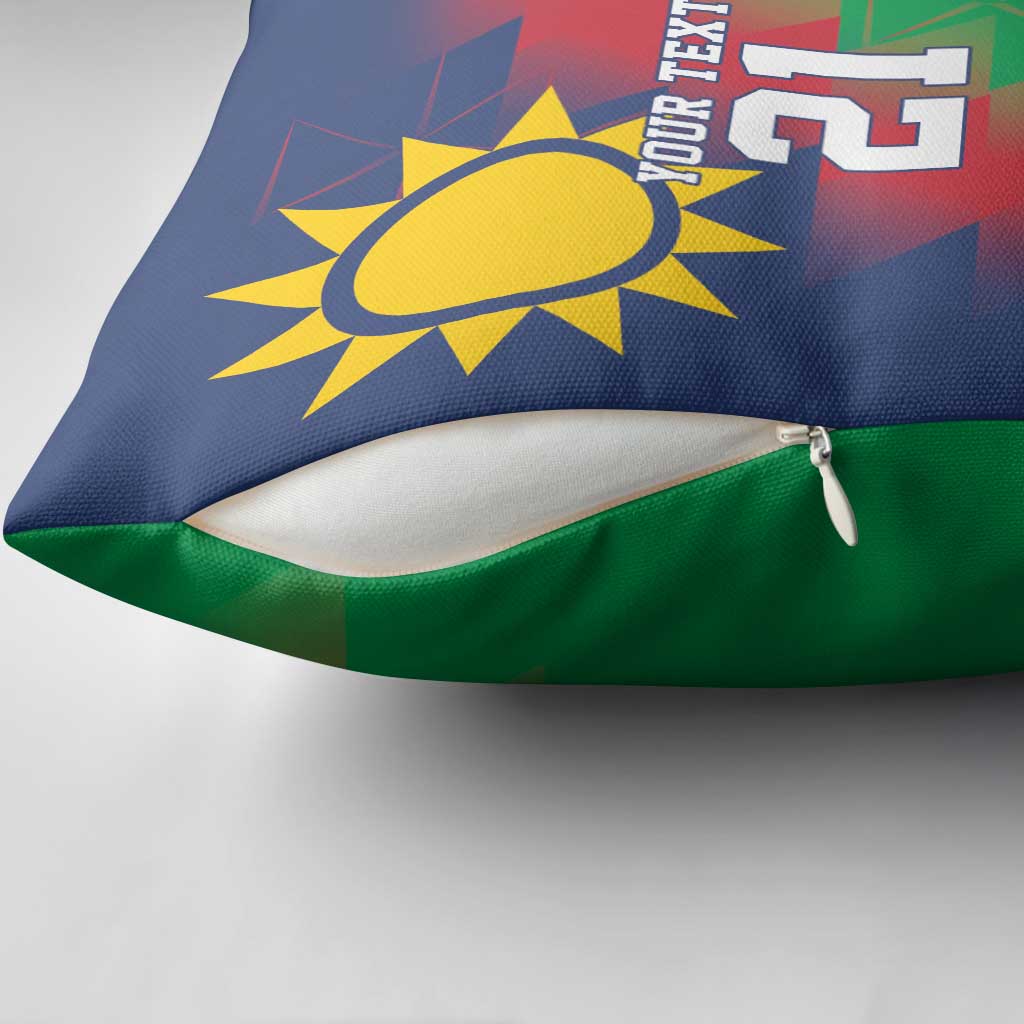 Custom Cricket African Namibia Pillow Cover Namibian Gold Sun Flag Motif