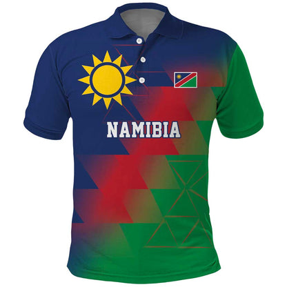 Custom Cricket African Namibia Polo Shirt Namibian Gold Sun Flag Motif - African Pride