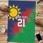 Custom Cricket African Namibia Puzzle Namibian Gold Sun Flag Motif