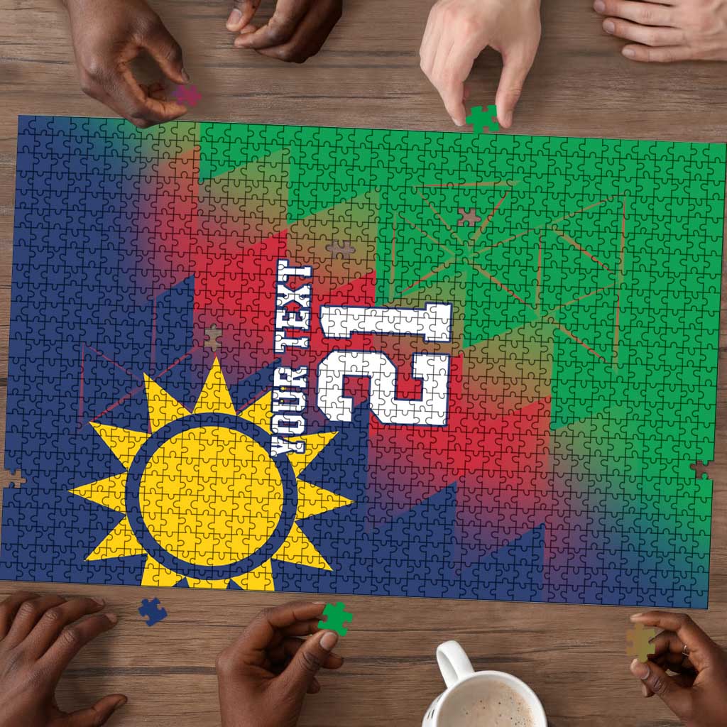 Custom Cricket African Namibia Puzzle Namibian Gold Sun Flag Motif