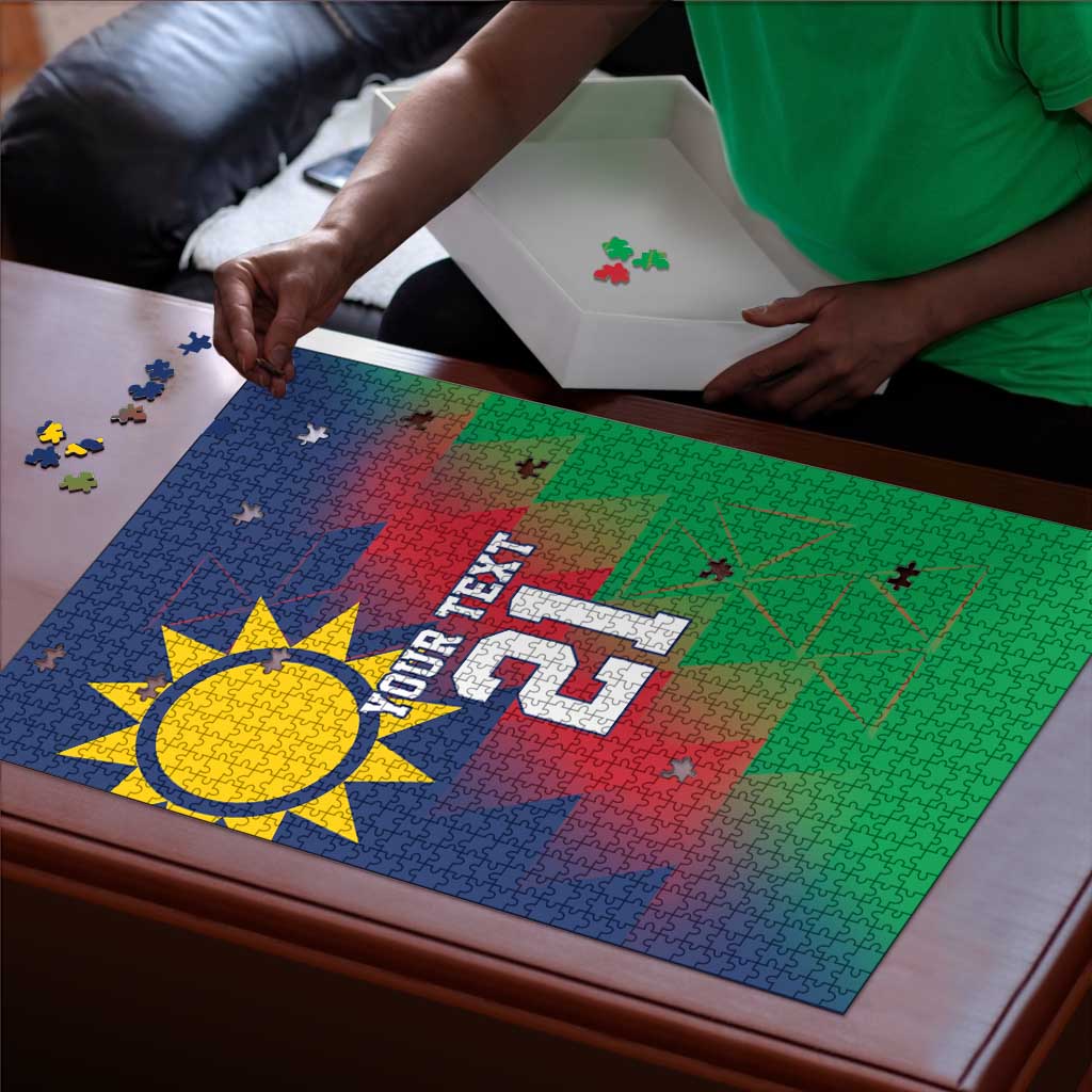 Custom Cricket African Namibia Puzzle Namibian Gold Sun Flag Motif
