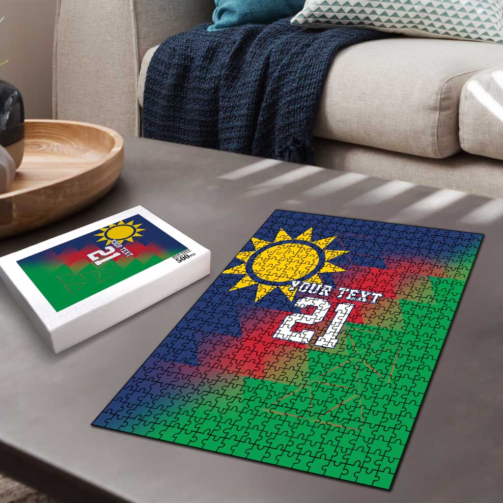 Custom Cricket African Namibia Puzzle Namibian Gold Sun Flag Motif