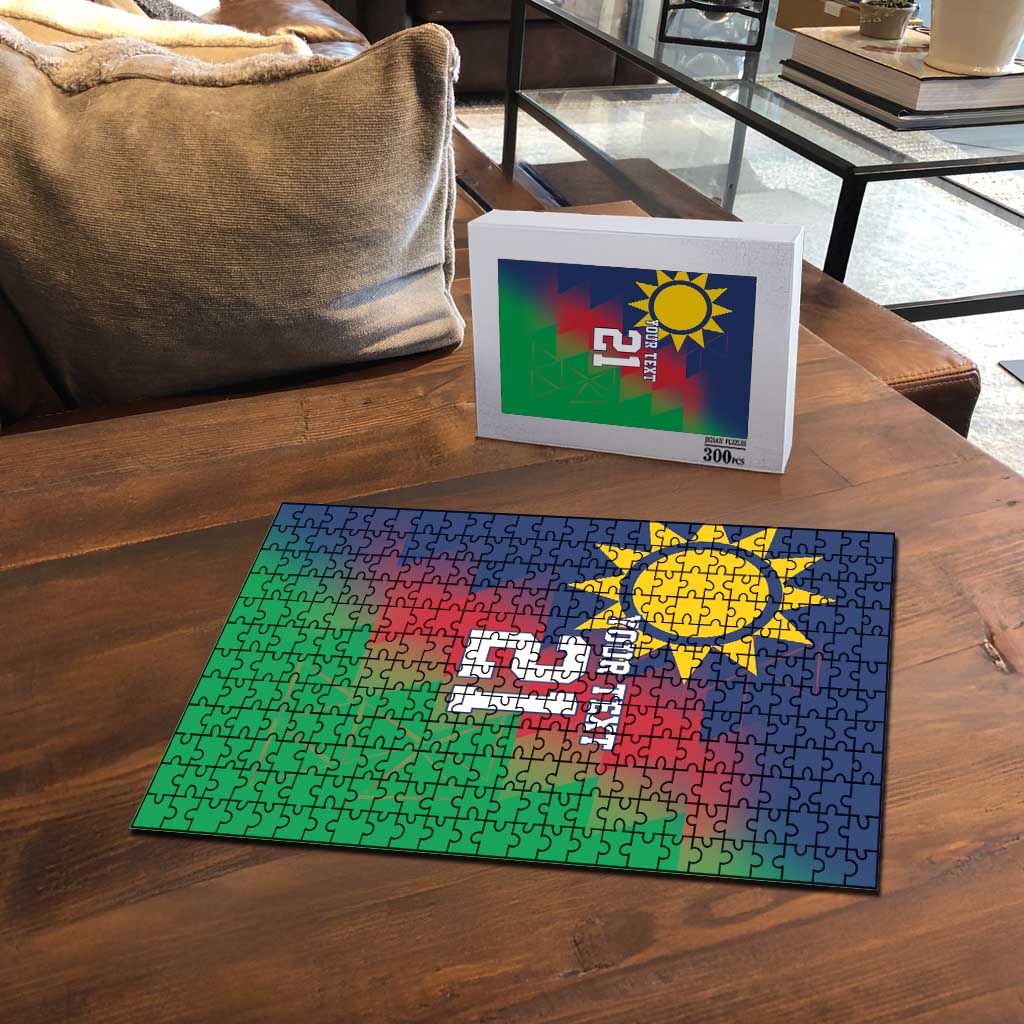 Custom Cricket African Namibia Puzzle Namibian Gold Sun Flag Motif