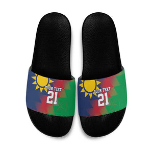 Custom Cricket African Namibia Slide Sandals Namibian Gold Sun Flag Motif