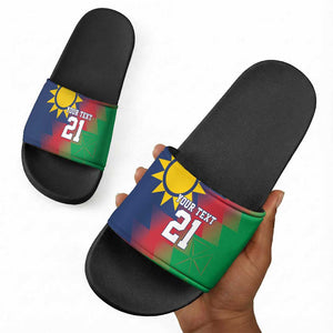 Custom Cricket African Namibia Slide Sandals Namibian Gold Sun Flag Motif